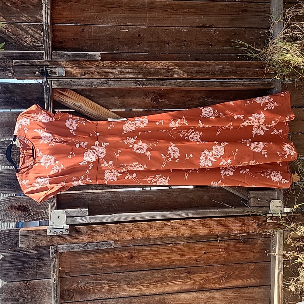 New bohme Rust Floral Maxi Dress, NWT, Size Large - Picture 2 of 11
